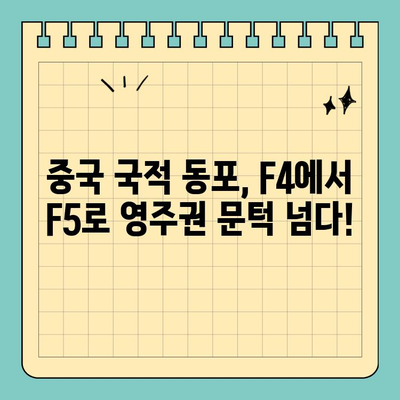 중국 국적 동포 영주권 신청 대행 성공 사례| F4에서 F5로의 전환 | 영주권, F4비자, F5비자, 국적동포, 신청대행