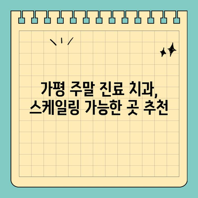 가평 일요일/공휴일 진료 가능한 치과 추천| 스케일링 시술 가능 | 가평 치과, 주말 진료, 스케일링, 추천