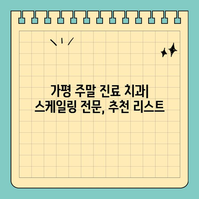 가평 일요일/공휴일 진료 가능한 치과 추천| 스케일링 시술 가능 | 가평 치과, 주말 진료, 스케일링, 추천