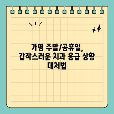 가평 주말/공휴일 응급 치과 찾기| 빠르고 편리하게 진료 받는 꿀팁 | 가평, 주말 진료, 공휴일 진료, 응급 치과