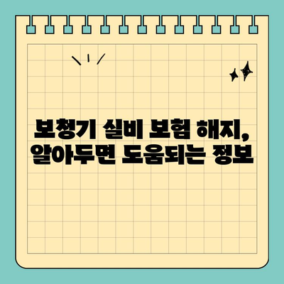 보청기 실비 보험 해지, 이런 실수는 피하세요! | 보험 해지, 주의 사항, 꼼꼼하게 알아보기