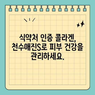 식약처 인증 콜라겐| 천수애진S, 믿을 수 있는 선택인가요? | 천수애진S, 콜라겐, 식약처 인증, 건강 기능성