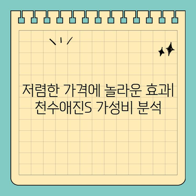 천수애진S, 가격 대비 만족도 ◎ | 실제 사용 후기 및 추천 이유