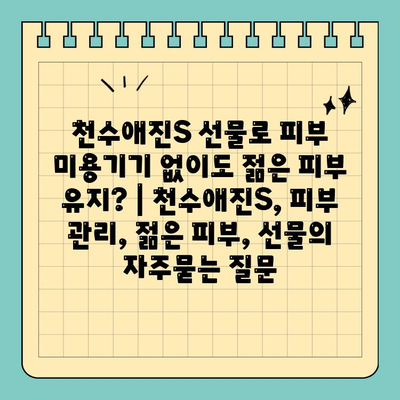 천수애진S 선물로 피부 미용기기 없이도 젊은 피부 유지? | 천수애진S, 피부 관리, 젊은 피부, 선물