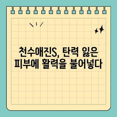 천수애진S, 주름을 날려버리는 비결| 탄력과 활력을 되찾는 솔루션 | 주름 개선, 피부 탄력, 천수애진S 효과, 사용 후기, 솔루션