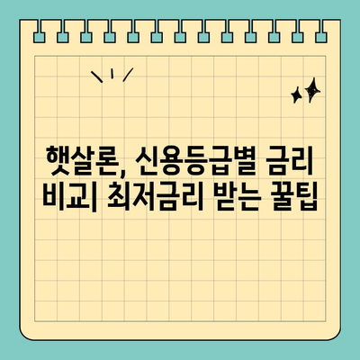 햇살론 신용등급별 맞춤 대출 & 추천 은행| 나에게 딱 맞는 대출 찾기 | 햇살론, 신용등급, 대출 추천, 금리 비교