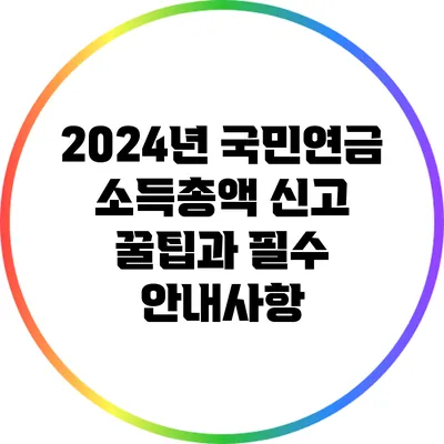 2024년 국민연금 소득총액 신고 꿀팁과 필수 안내사항