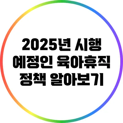 2025년 시행 예정인 육아휴직 정책 알아보기
