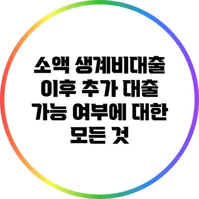 소액 생계비대출 이후 추가 대출 가능 여부에 대한 모든 것