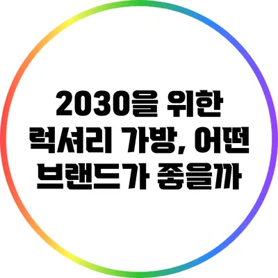 2030을 위한 럭셔리 가방, 어떤 브랜드가 좋을까?