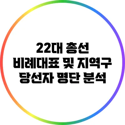 22대 총선 비례대표 및 지역구 당선자 명단 분석