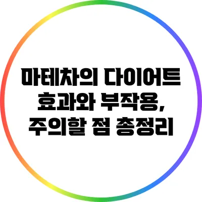 마테차의 다이어트 효과와 부작용, 주의할 점 총정리