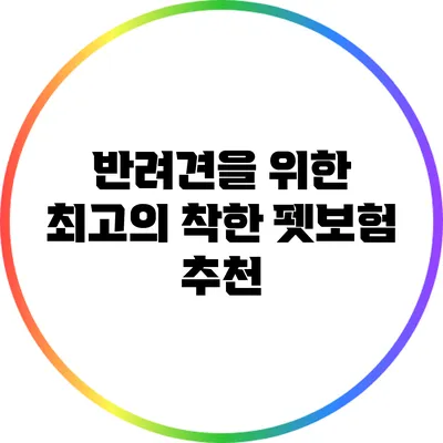 반려견을 위한 최고의 착한 펫보험 추천