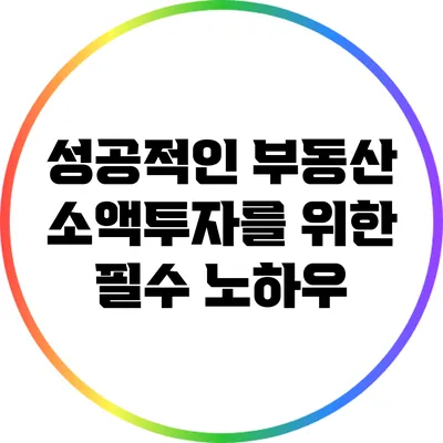 성공적인 부동산 소액투자를 위한 필수 노하우