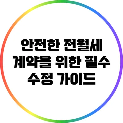 안전한 전월세 계약을 위한 필수 수정 가이드