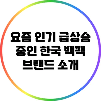 요즘 인기 급상승 중인 한국 백팩 브랜드 소개