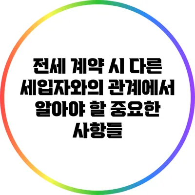 전세 계약 시 다른 세입자와의 관계에서 알아야 할 중요한 사항들