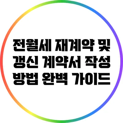 전월세 재계약 및 갱신 계약서 작성 방법 완벽 가이드