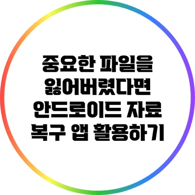 중요한 파일을 잃어버렸다면? 안드로이드 자료 복구 앱 활용하기