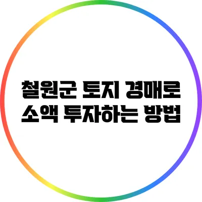 철원군 토지 경매로 소액 투자하는 방법