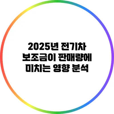 2025년 전기차 보조금이 판매량에 미치는 영향 분석