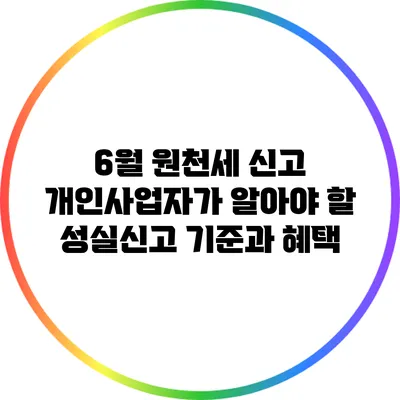 6월 원천세 신고 개인사업자가 알아야 할 성실신고 기준과 혜택