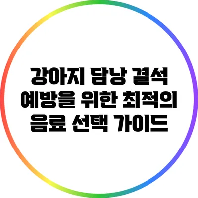 강아지 담낭 결석 예방을 위한 최적의 음료 선택 가이드