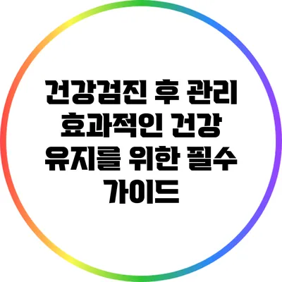 건강검진 후 관리: 효과적인 건강 유지를 위한 필수 가이드