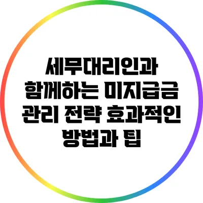 세무대리인과 함께하는 미지급금 관리 전략: 효과적인 방법과 팁