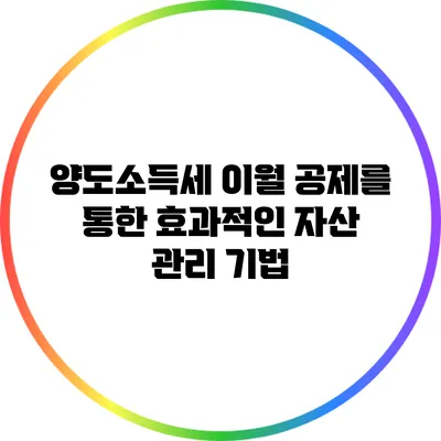양도소득세 이월 공제를 통한 효과적인 자산 관리 기법