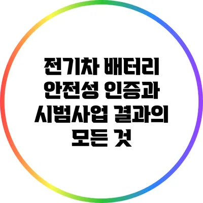 전기차 배터리 안전성 인증과 시범사업 결과의 모든 것