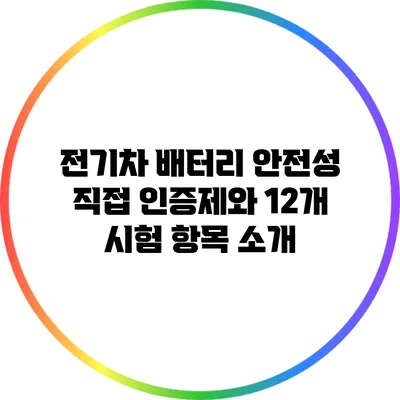 전기차 배터리 안전성 직접 인증제와 12개 시험 항목 소개