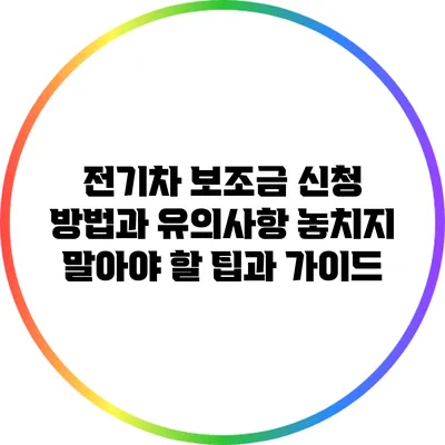 전기차 보조금 신청 방법과 유의사항: 놓치지 말아야 할 팁과 가이드