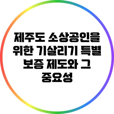 제주도 소상공인을 위한 기살리기 특별 보증 제도와 그 중요성