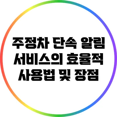 주정차 단속 알림 서비스의 효율적 사용법 및 장점