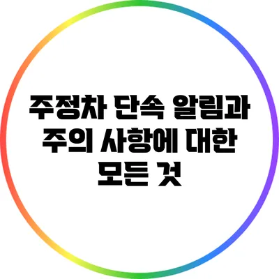 주정차 단속 알림과 주의 사항에 대한 모든 것