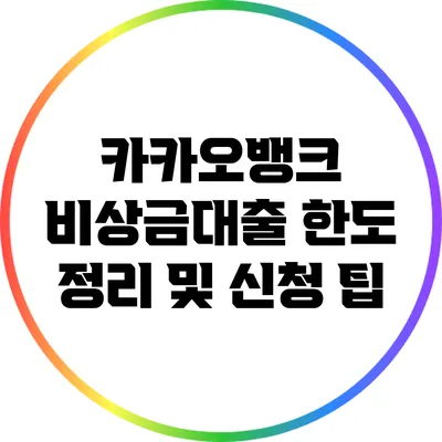 카카오뱅크 비상금대출 한도 정리 및 신청 팁