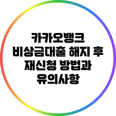 카카오뱅크 비상금대출 해지 후 재신청 방법과 유의사항