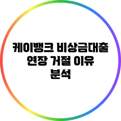 케이뱅크 비상금대출 연장 거절 이유 분석