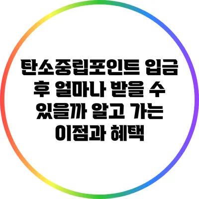 탄소중립포인트 입금 후 얼마나 받을 수 있을까? 알고 가는 이점과 혜택