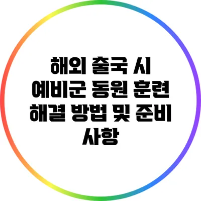 해외 출국 시 예비군 동원 훈련 해결 방법 및 준비 사항