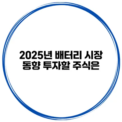 2025년 배터리 시장 동향 투자할 주식은?