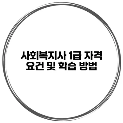 사회복지사 1급 자격 요건 및 학습 방법