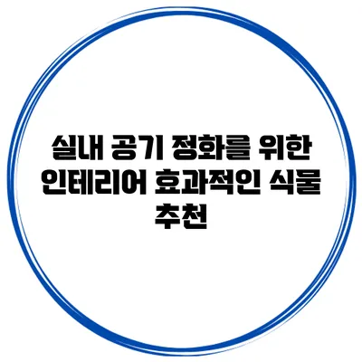 실내 공기 정화를 위한 인테리어 효과적인 식물 추천