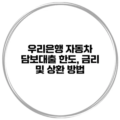 우리은행 자동차 담보대출 한도, 금리 및 상환 방법