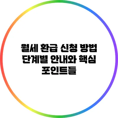 월세 환급 신청 방법 : 단계별 안내와 핵심 포인트들
