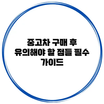 중고차 구매 후 유의해야 할 점들: 필수 가이드
