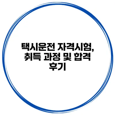 택시운전 자격시험, 취득 과정 및 합격 후기