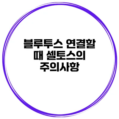 블루투스 연결할 때 셀토스의 주의사항