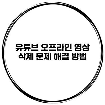 유튜브 오프라인 영상 삭제 문제 해결 방법